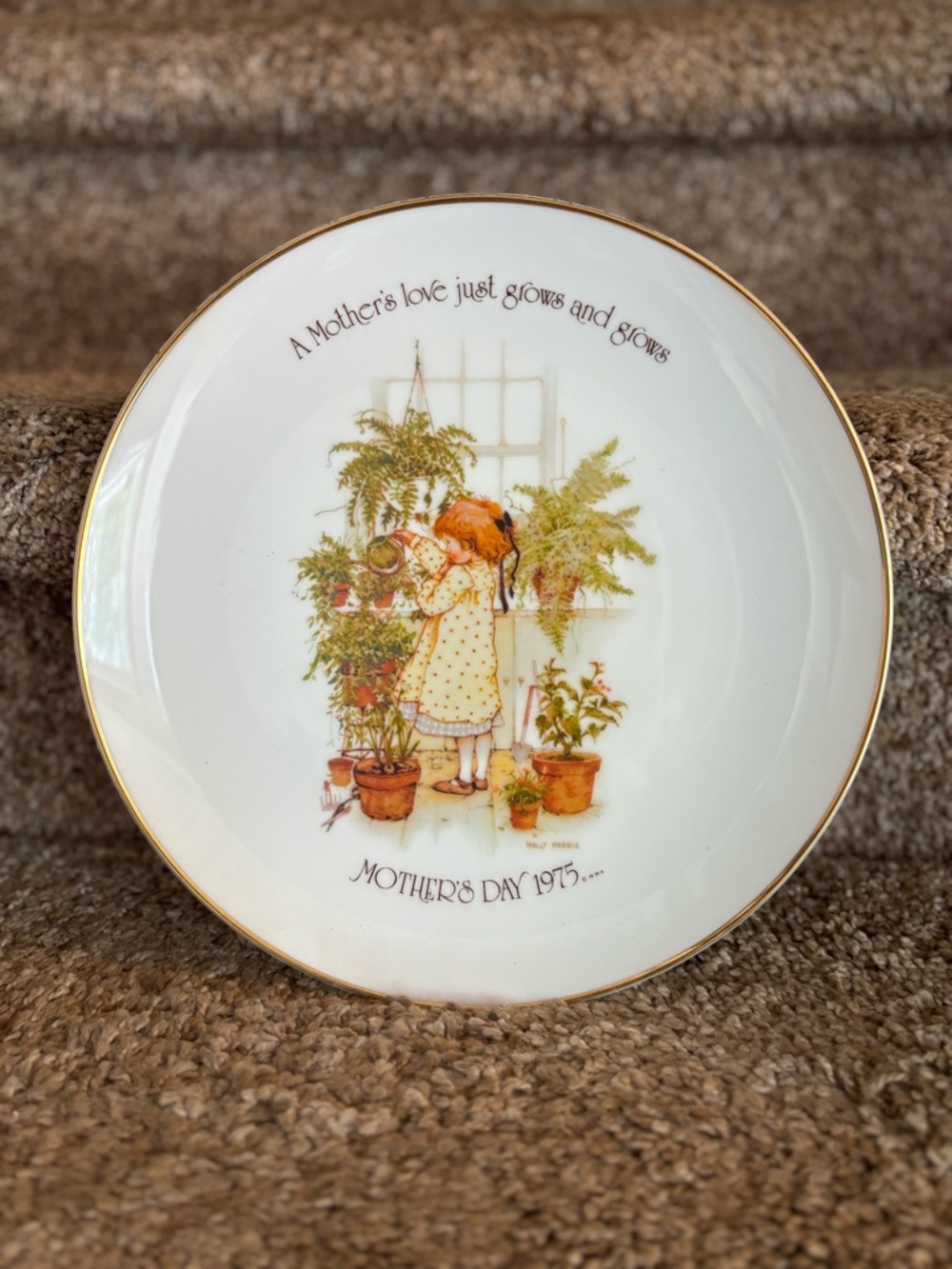 Mother's Day 1975 Decorative Collector Plate - Girl Watering Plants
